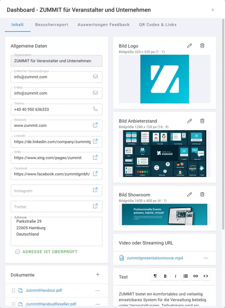 vivis App - Dashboard für Aussteller